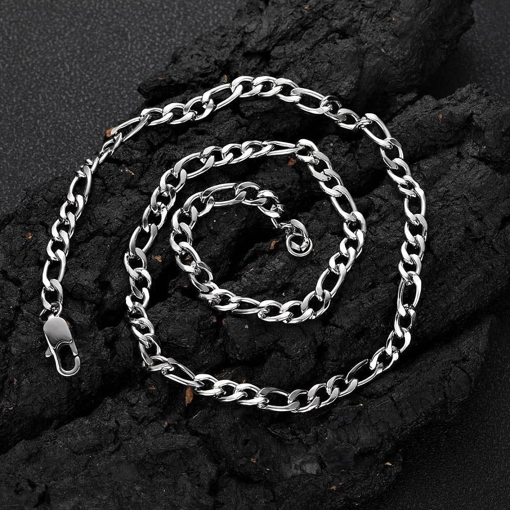 Stainless Steel Figaro Chain Necklace with Box Clasp 18K Gold Plated for Men | Caratix Jewelry - CaratixJewelry