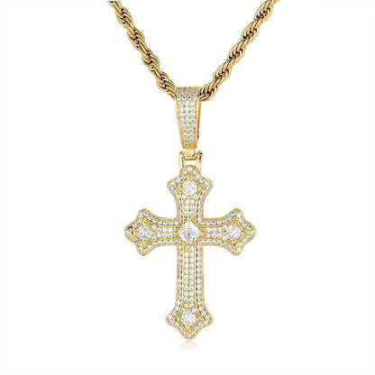 Custom Full Cross Pendant Necklace with Micro-Pave Zircon Stones for Men | Caratix Jewelry - CaratixJewelry