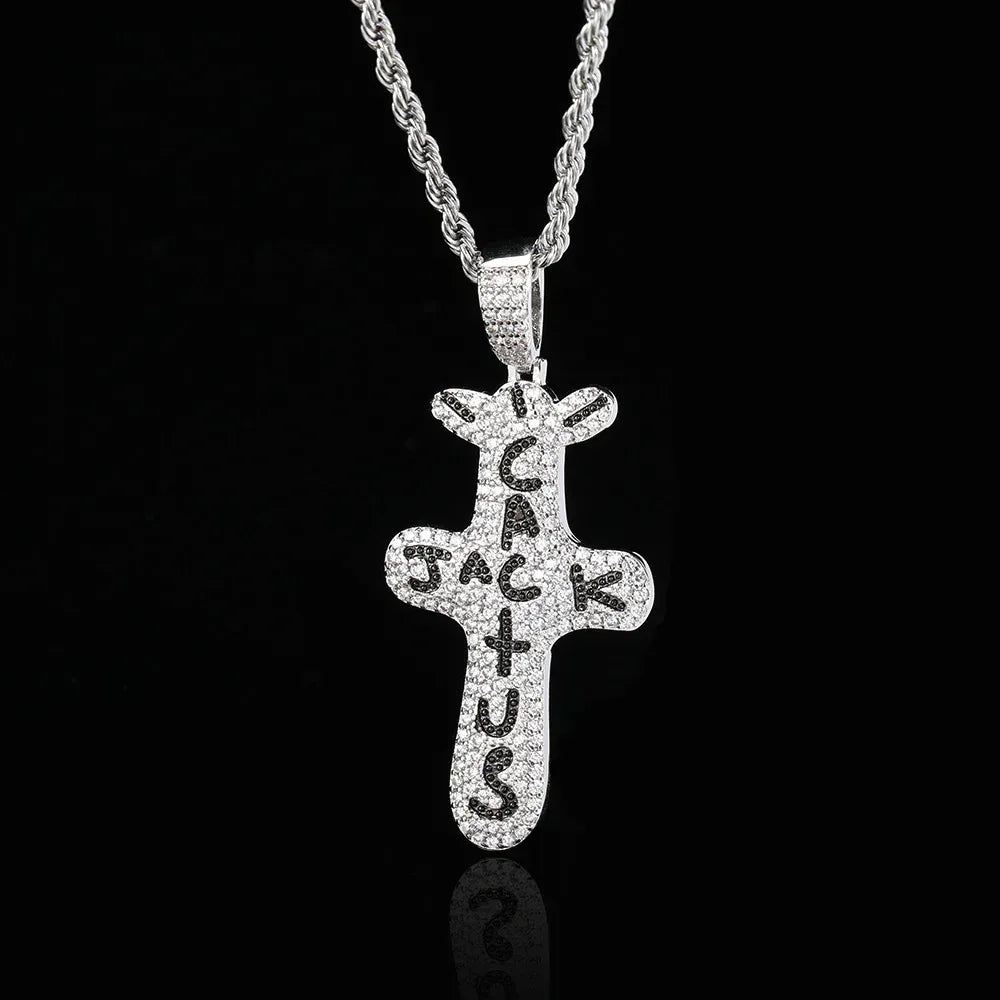 Custom Full Cross Pendant Necklace with Zircon Stones for Men | Caratix Jewelry - CaratixJewelry