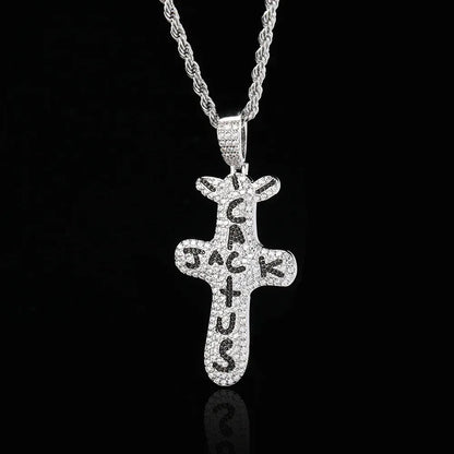 Custom Full Cross Pendant Necklace with Zircon Stones for Men | Caratix Jewelry - CaratixJewelry