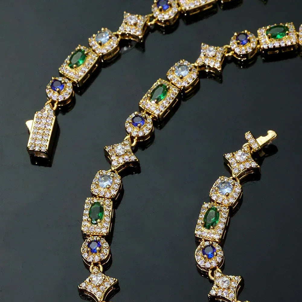 6mm Geometric Color Zircon Hip Hop Necklace Rapper Iced Out Chain Style | Caratix Jewelry - CaratixJewelry
