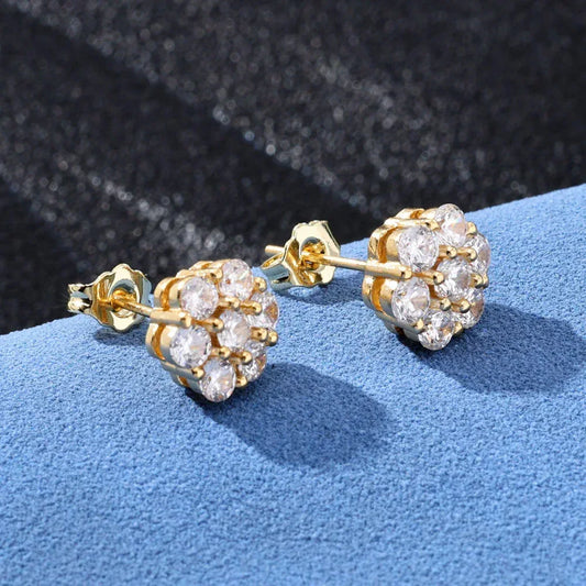 Moissanite Flower Stud Earrings for Men Iced Out Jewelry | Caratix Jewelry - CaratixJewelry