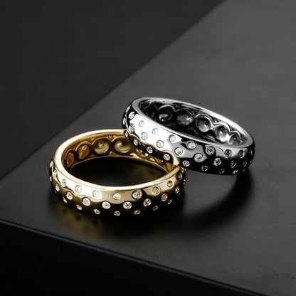 Minimalist Stardust Pave Ring | Elegant Star-Set Zirconia Band | Caratix