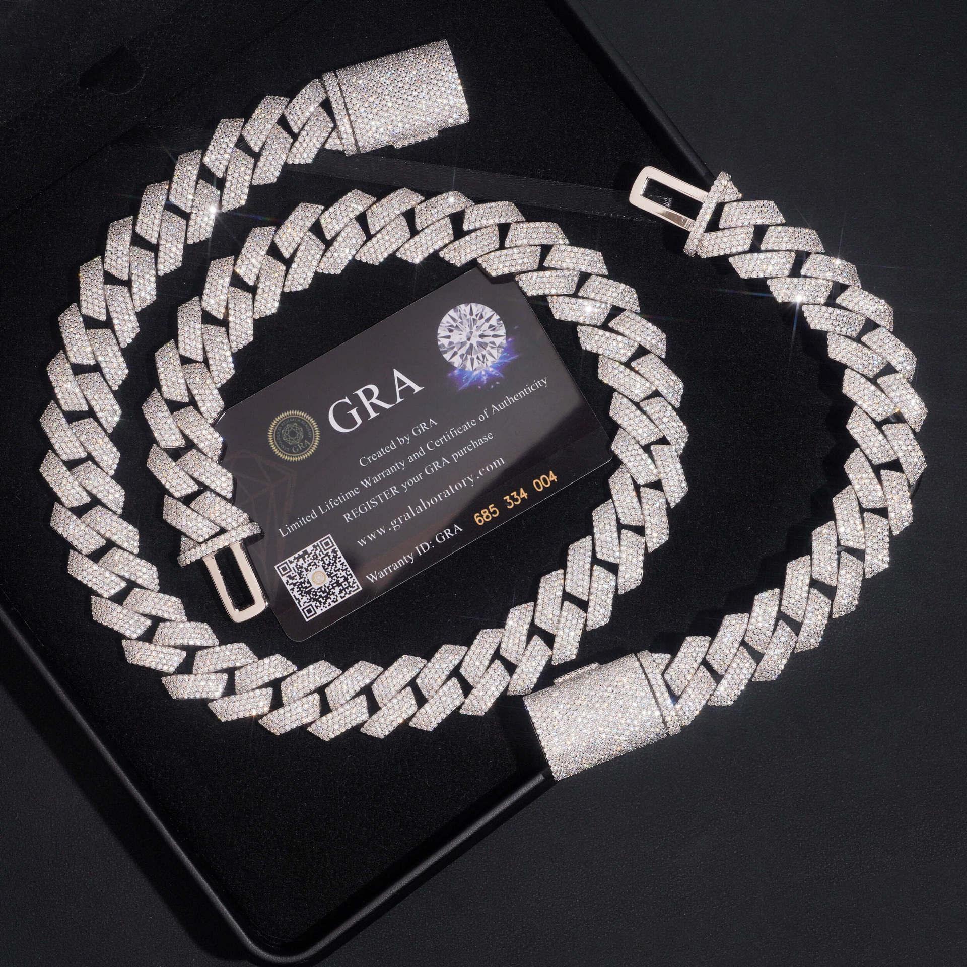 18mm Iced-Out Moissanite Cuban Link Chain – S925 Sterling Silver Hip Hop Streetwear Necklace - CaratixJewelry