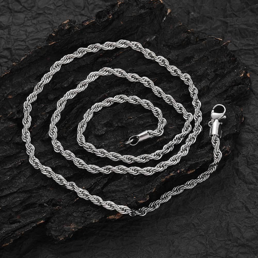 Stainless Steel Rope Chain Necklace 18K Gold Plated Unisex | Caratix Jewelry - CaratixJewelry
