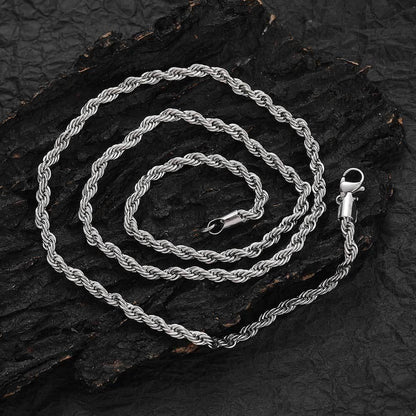 Stainless Steel Rope Chain Necklace 18K Gold Plated Unisex | Caratix Jewelry - CaratixJewelry