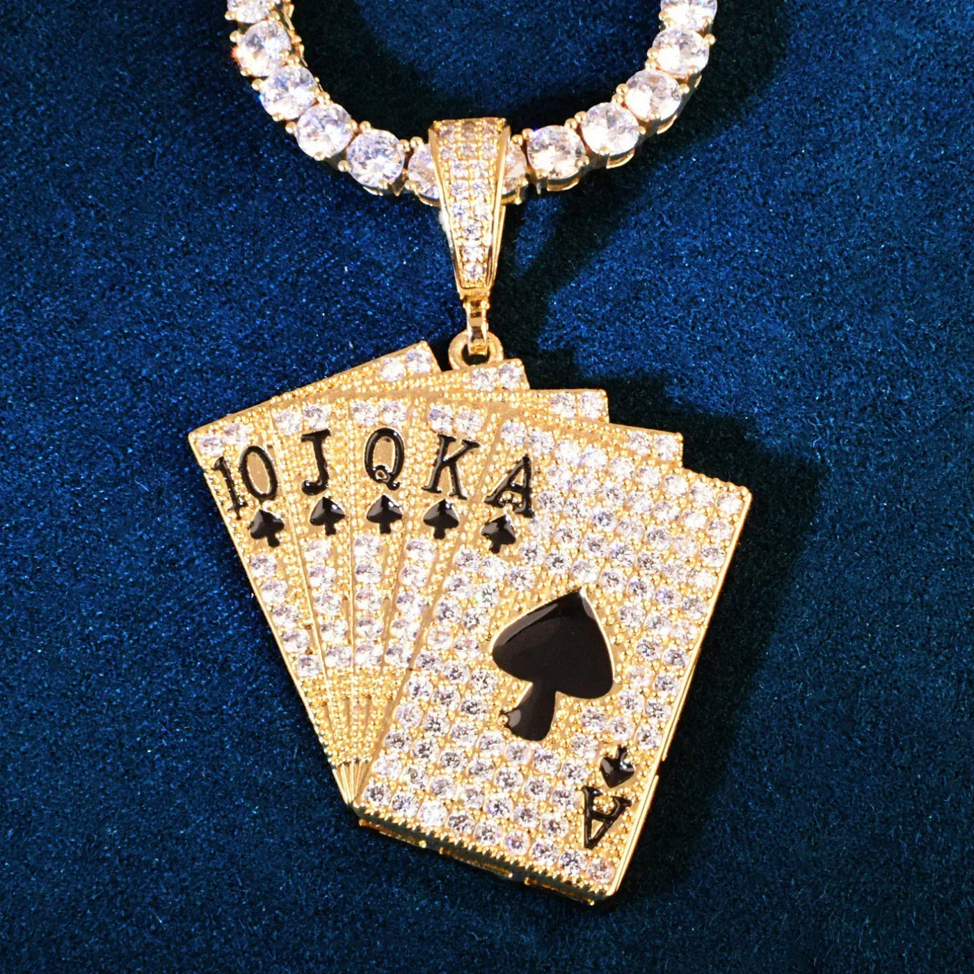 Iced Out Ace of Spades Pendant Necklace – Hip Hop CZ Playing Card Jewelry for Men - CaratixJewelry