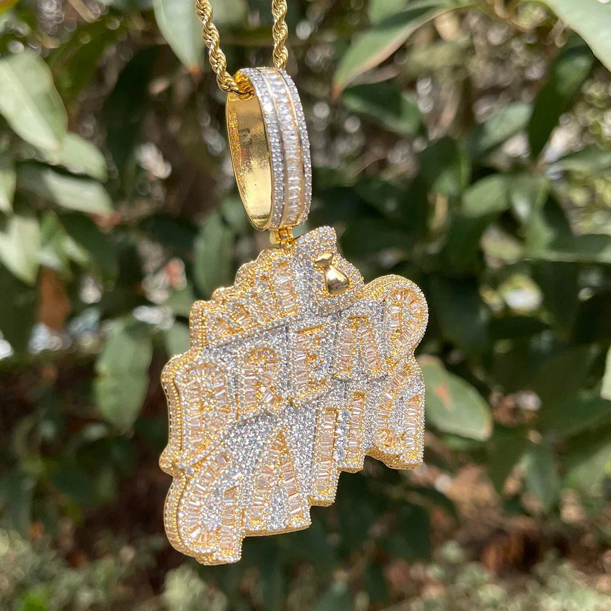 Luxury Women's BREADGANG Pendant Necklace | Hip Hop Iced Out CZ Jewelry | Genuine Copper 18K Gold Plated Bling | Streetwear Gift | Caratix - CaratixJewelry