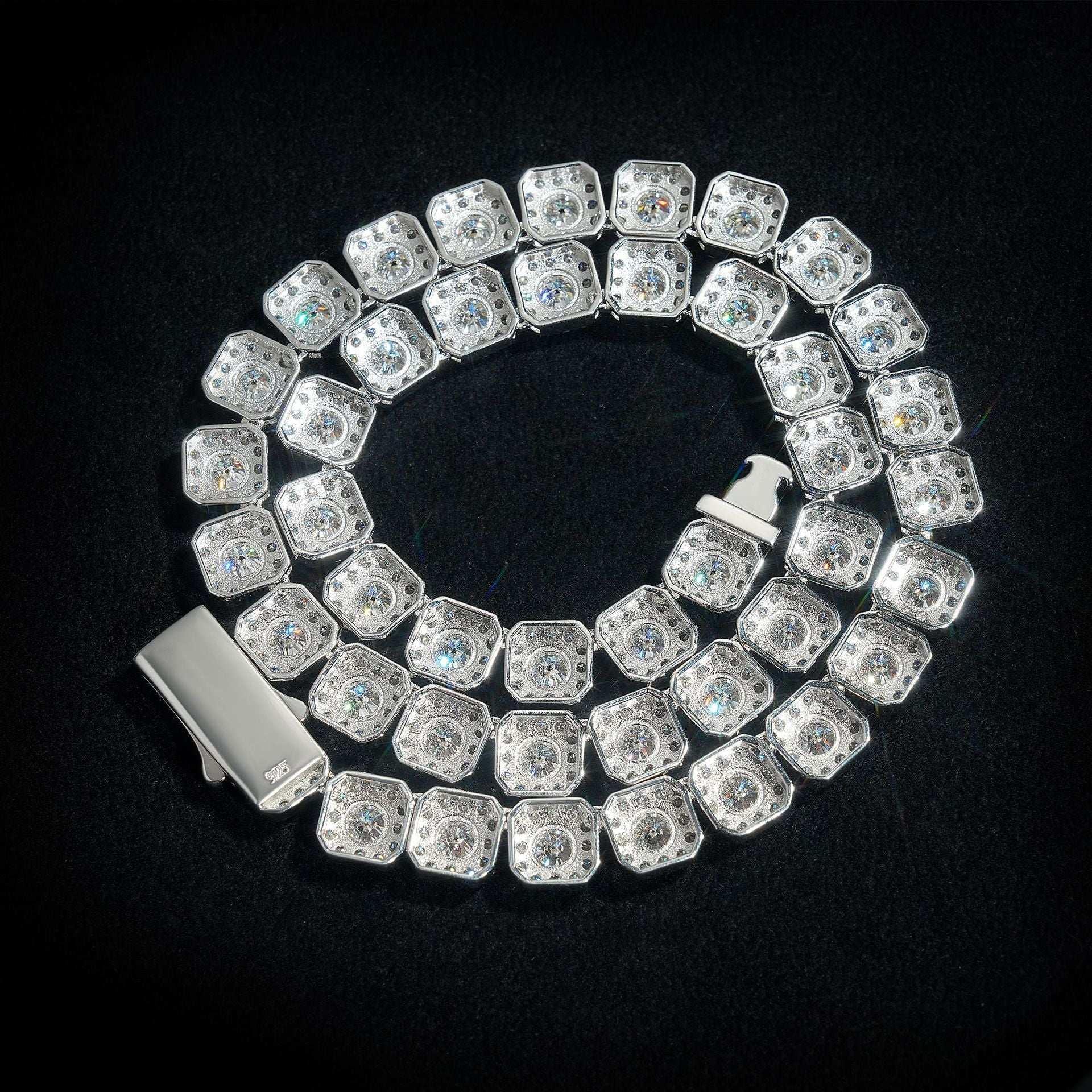 10mm D-Shape Moissanite Cuban Link Necklace | S925 Silver Iced Out Chain - CaratixJewelry