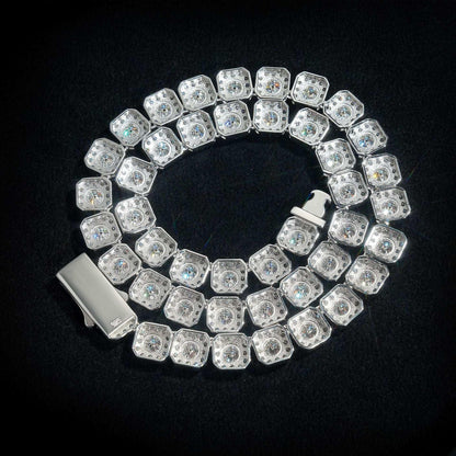 10mm D-Shape Moissanite Cuban Link Necklace | S925 Silver Iced Out Chain - CaratixJewelry