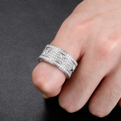 Unisex Vintage Iced Out Ring | Full Micro-Pave Round Band | Caratix