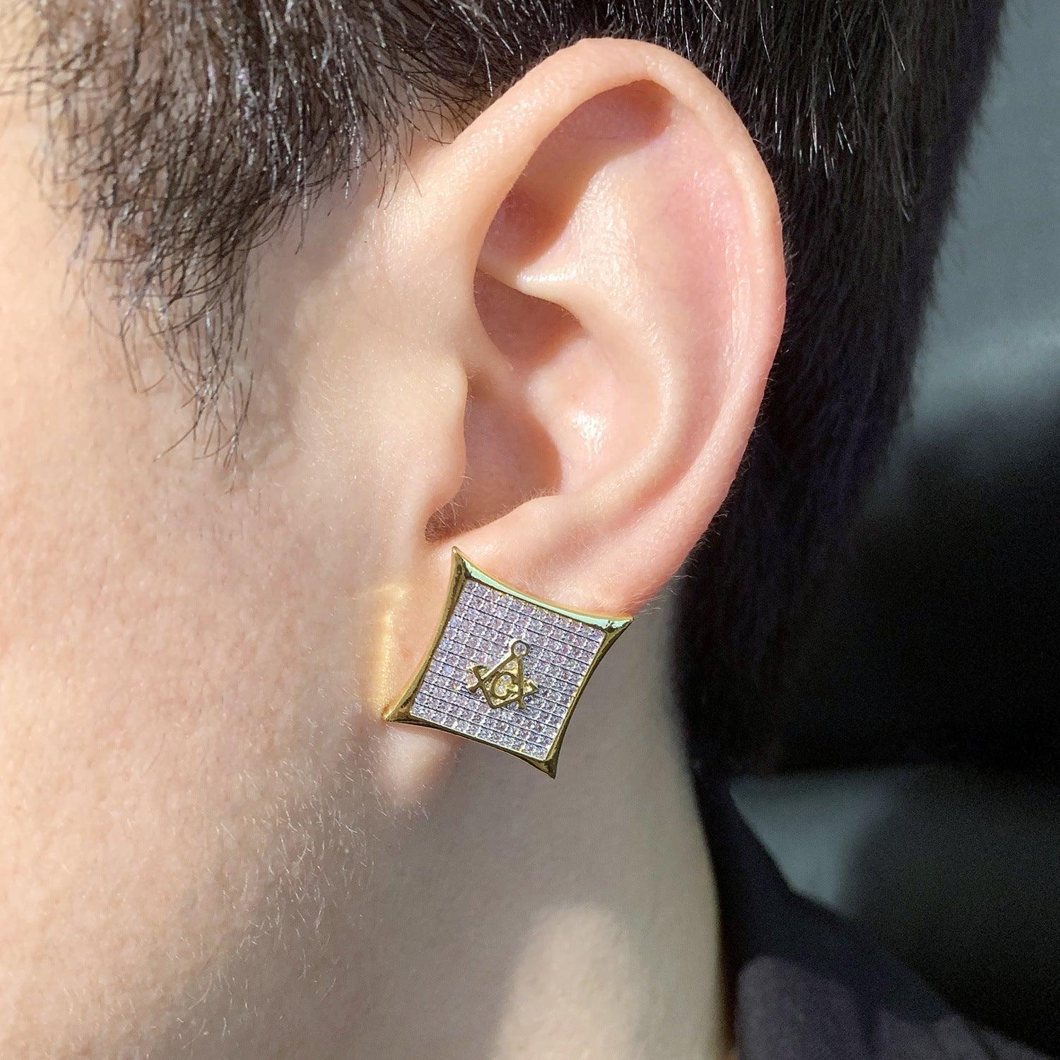 Small Round Iced Out Stud Earrings with Zircon | Creative & Trendy Hip Hop Jewelry | Caratix Jewelry - CaratixJewelry