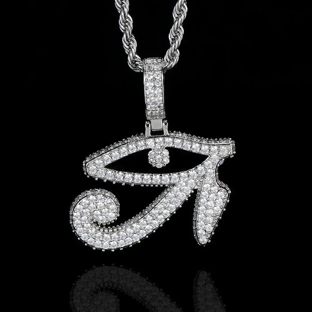 Custom Horus Eye Pendant Necklace with Zircon Stones for Men | Caratix Jewelry - CaratixJewelry