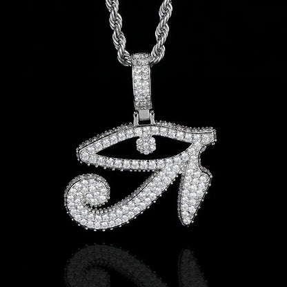 Custom Horus Eye Pendant Necklace with Zircon Stones for Men | Caratix Jewelry - CaratixJewelry