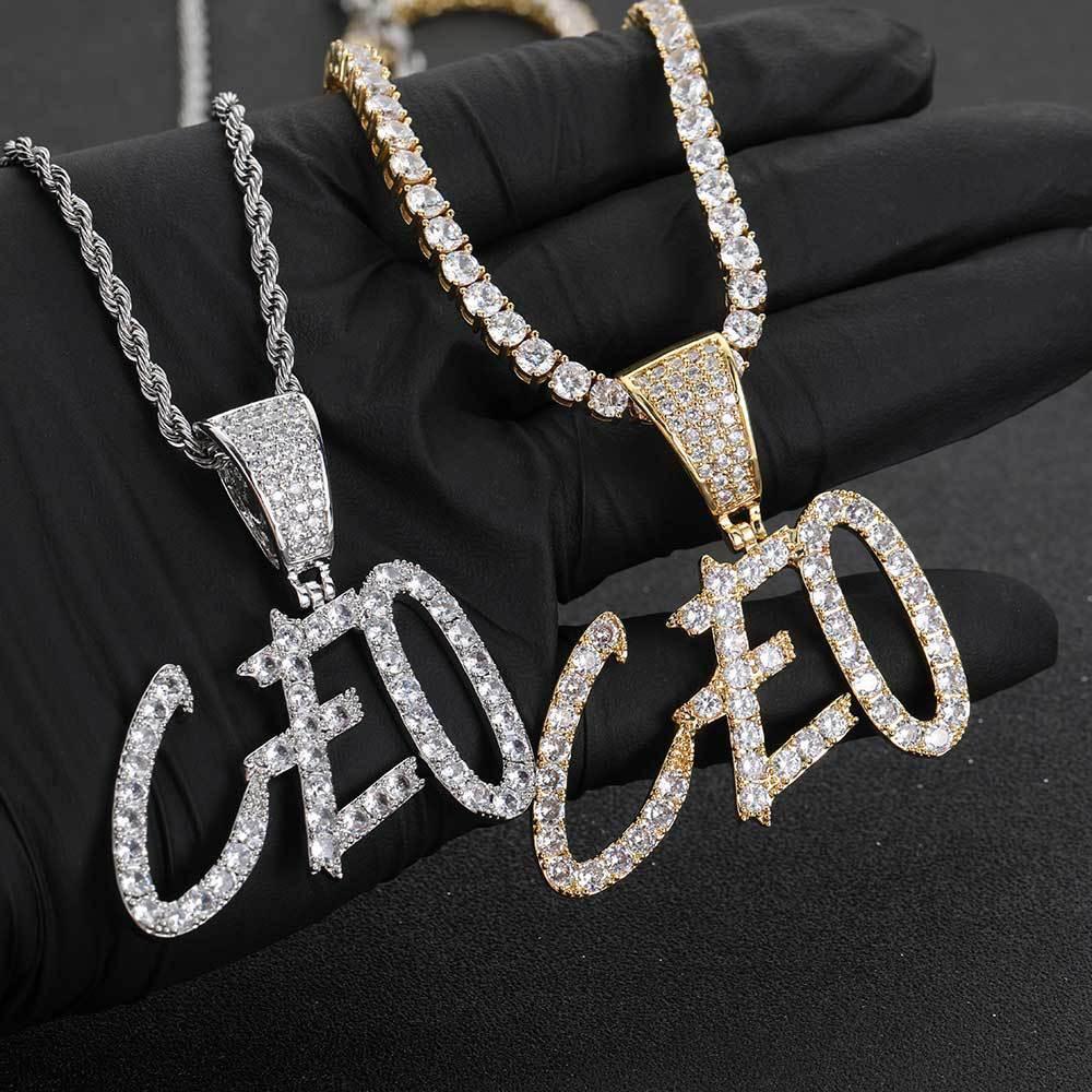 Custom Hip Hop Letter & Number Pendant Necklace with Zircon Stones for Men and Women | Caratix Jewelry - CaratixJewelry