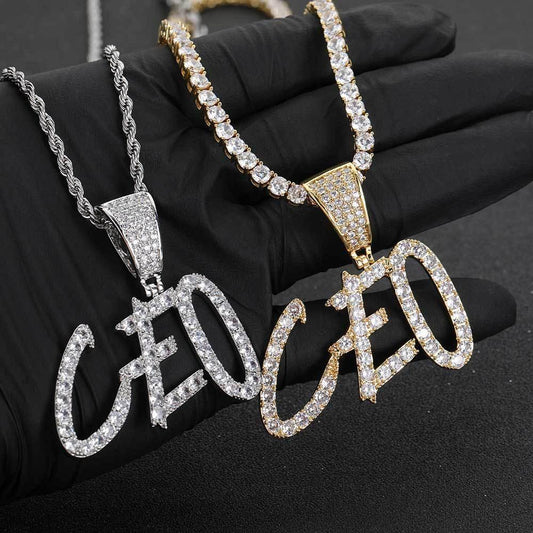 Custom Hip Hop Letter & Number Pendant Necklace with Zircon Stones for Men and Women | Caratix Jewelry - CaratixJewelry