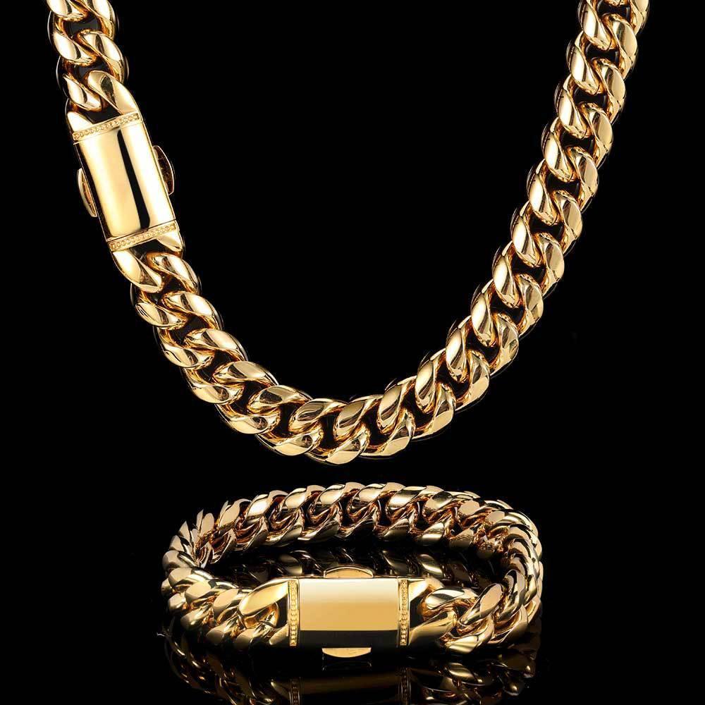 12mm Rounded Cuban Chain Stainless Steel Rapper Necklace for Men | Caratix Jewelry - CaratixJewelry