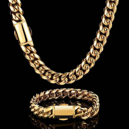 12mm Rounded Cuban Chain Stainless Steel Rapper Necklace for Men | Caratix Jewelry - CaratixJewelry