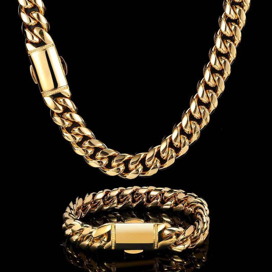 12mm Rounded Cuban Chain Stainless Steel Rapper Necklace for Men | Caratix Jewelry - CaratixJewelry