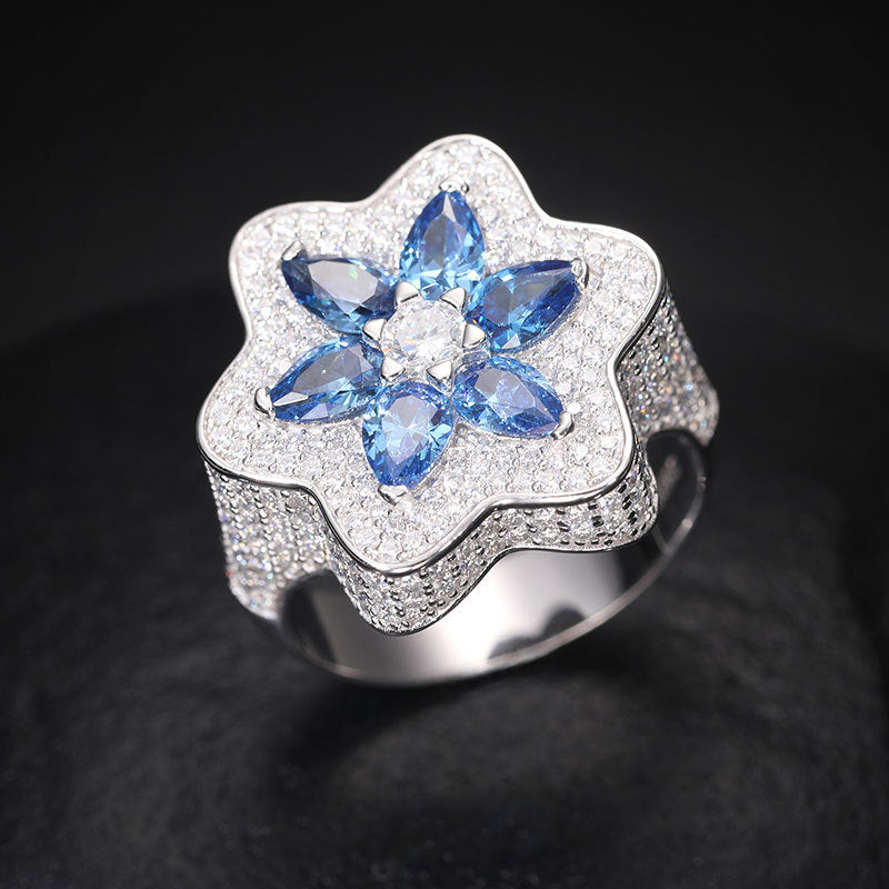 Moissanite Flower Cluster Ring S925 Y2K Hip Hop | Caratix