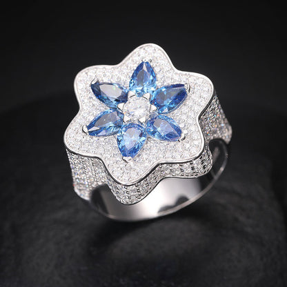 Moissanite Flower Cluster Ring S925 Y2K Hip Hop | Caratix