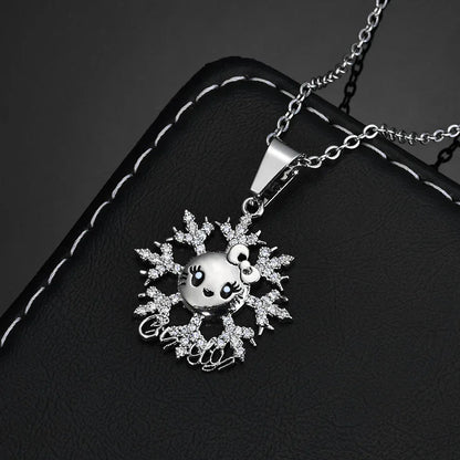 Snowflake Pendant Necklace Cute Character Hip Hop Jewelry for Women | Caratix Jewelry - CaratixJewelry