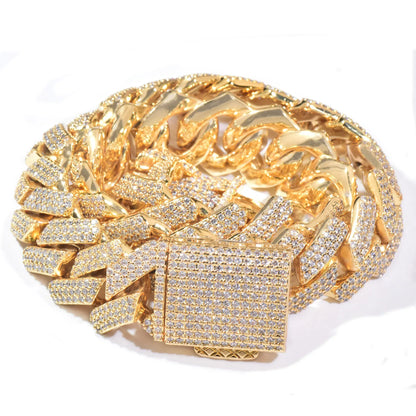 18mm Cuban Chain Necklace with Zircon - CaratixJewelry