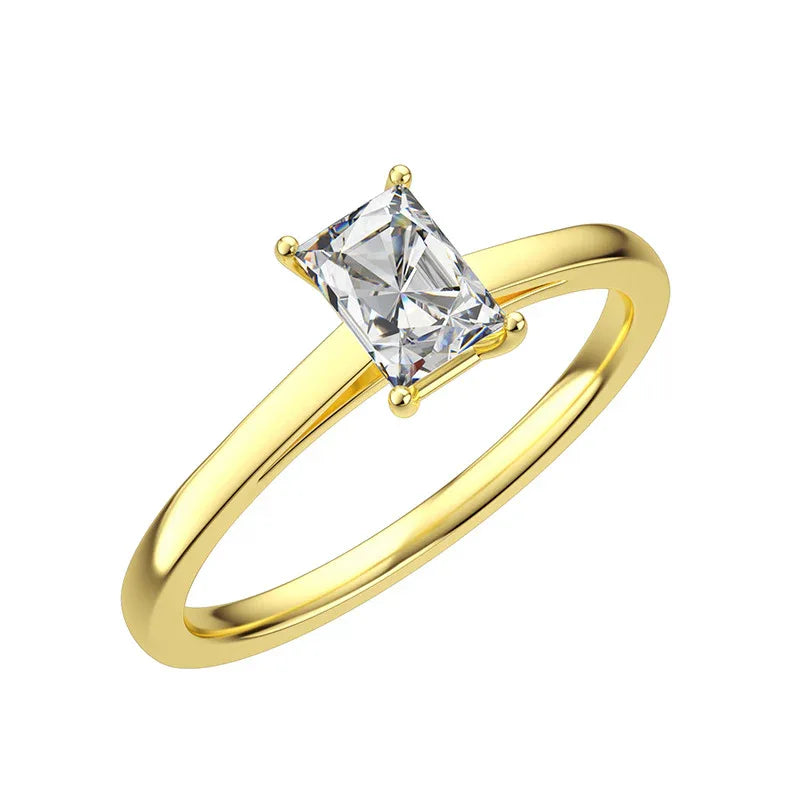 1ct Emerald Cut Moissanite Ring | S925 Silver 18K Gold Plated | Caratix