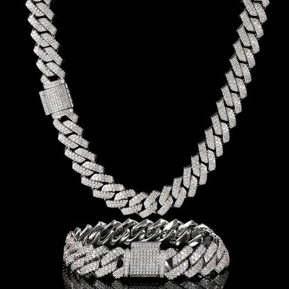 14mm Cut Cuban Chain Double Row Iced Out Rapper Necklace | Caratix Jewelry - CaratixJewelry