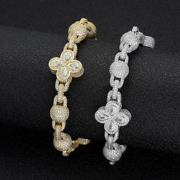 Iced-Out Bubble Bead Chain Bracelet with Zircon Stones for Men | Caratix Jewelry - CaratixJewelry