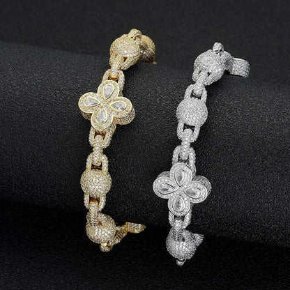 Iced-Out Bubble Bead Chain Bracelet with Zircon Stones for Men | Caratix Jewelry - CaratixJewelry