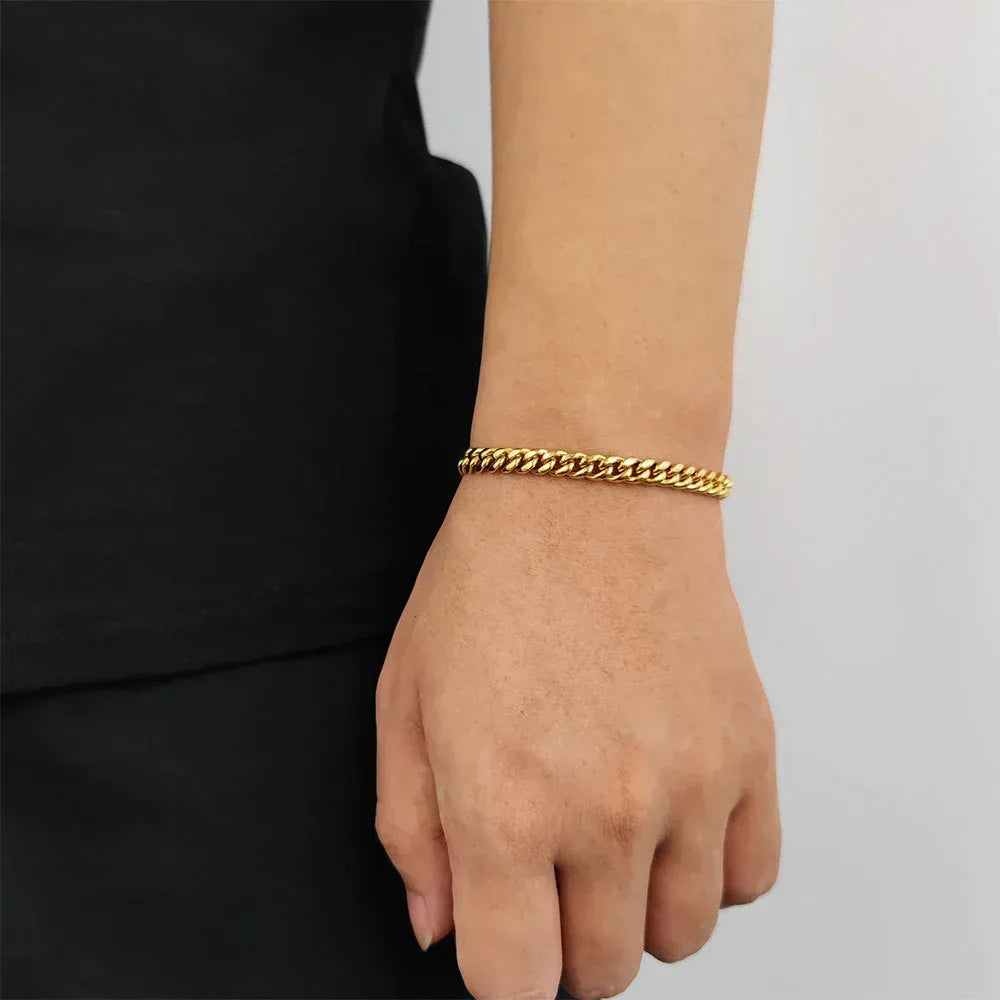 Cuban Link Bracelet with Single Spring Clasp Caratix Jewelry - CaratixJewelry