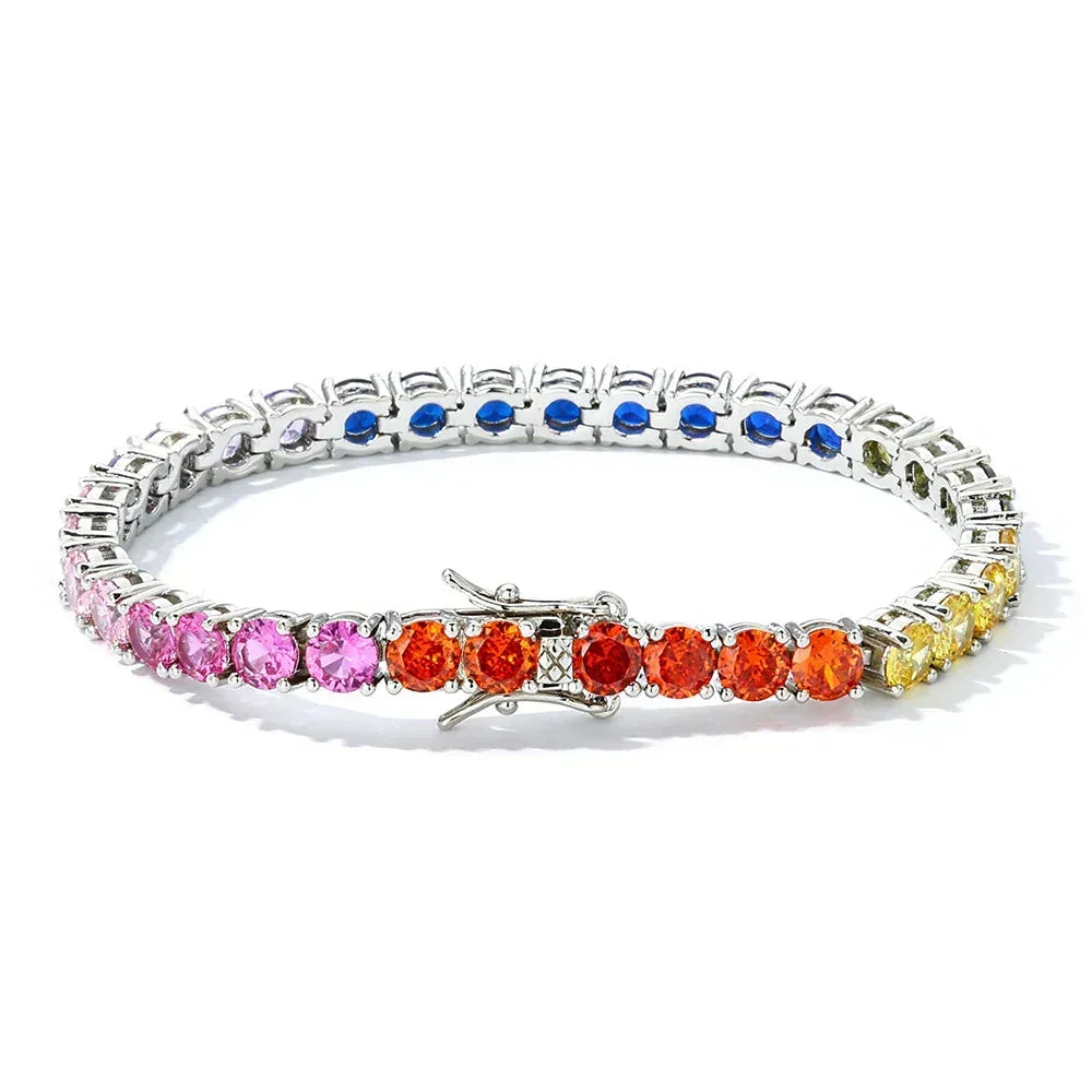 5mm Colorful Zircon Tennis Chain Bracelet Hip Hop Jewelry for Men | Caratix Jewelry - CaratixJewelry