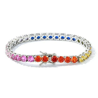 5mm Colorful Zircon Tennis Chain Bracelet Hip Hop Jewelry for Men | Caratix Jewelry - CaratixJewelry