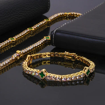 Iced Out Tennis Necklace Zircon Floral Charm Hip Hop Jewelry for Women | Caratix Jewelry - CaratixJewelry