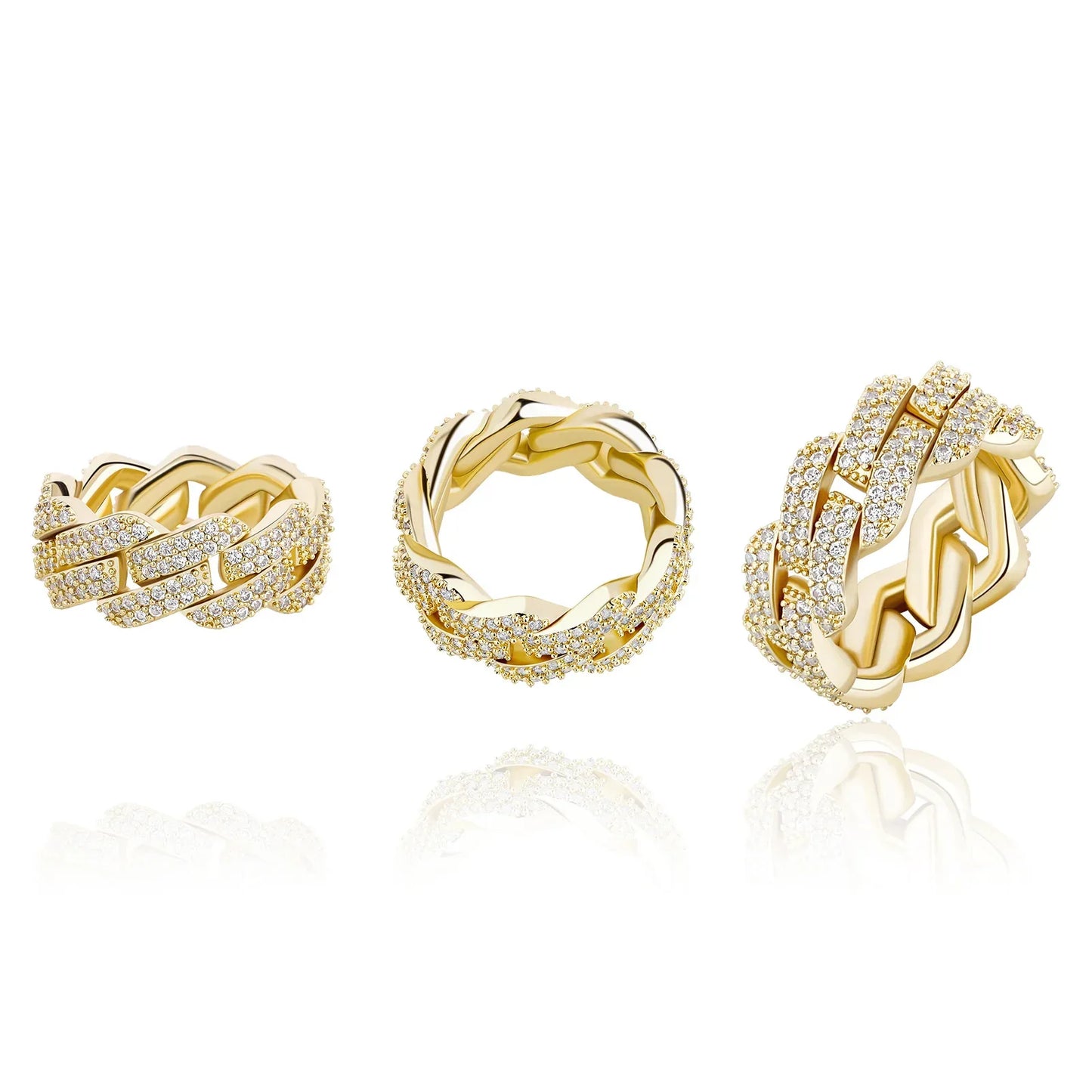 Men's Iced Out Rhombus Cuban Ring | Geometric Pave Index Band | Caratix