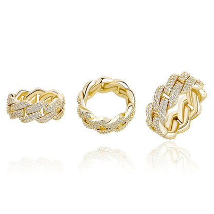 Men's Iced Out Rhombus Cuban Ring | Geometric Pave Index Band | Caratix