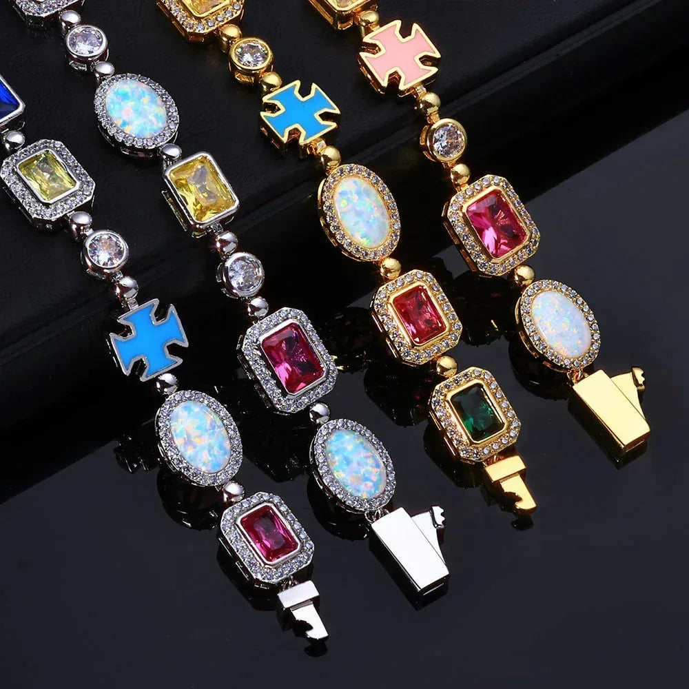 Colorful Gemstone Necklace with Zircon for Men and Women | High-End Hip Hop Jewelry | Caratix Jewelry - CaratixJewelry