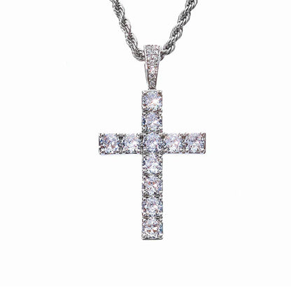 Custom Vintage Large Cross Pendant Necklace with Zircon Stones for Men | Caratix Jewelry - CaratixJewelry