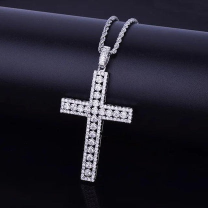Iced Out Hollow Cross Pendant | Men's Openwork Frame Necklace | Premium Copper CZ Structural Jewelry | 3D Skeleton Bling | Caratix - CaratixJewelry