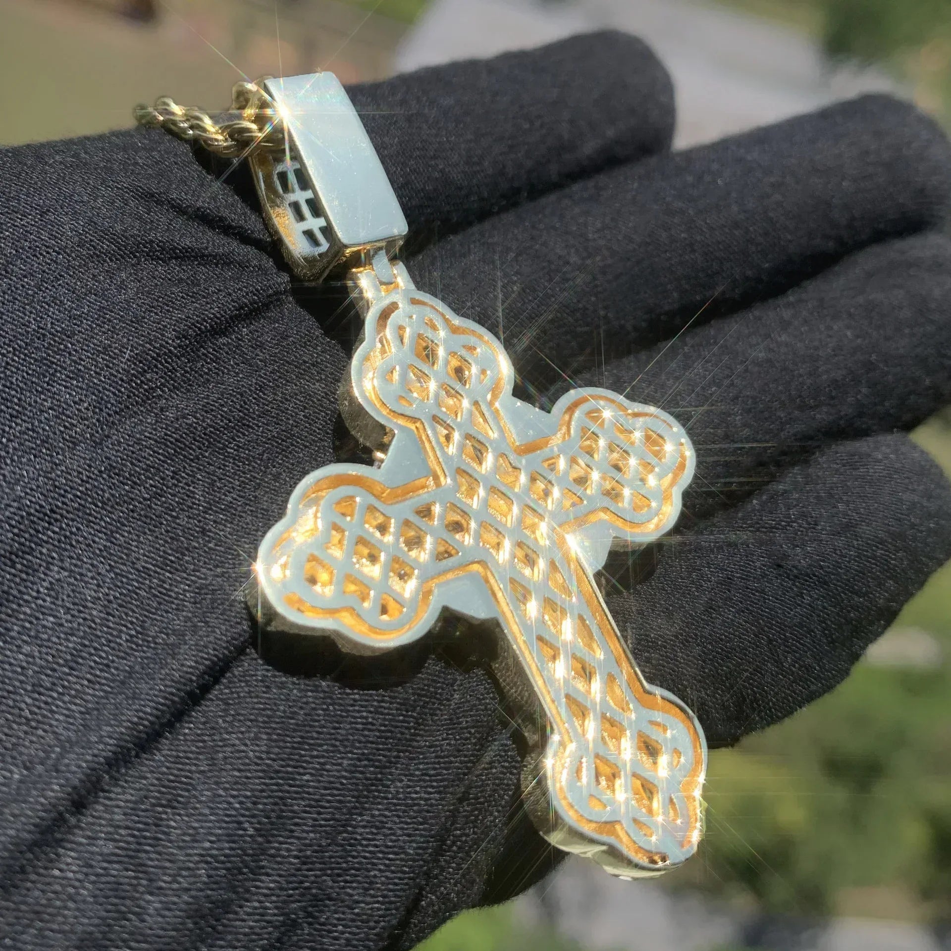 Iced Out Step-Cut Cross Pendant Necklace – Hip Hop Mixed CZ - CaratixJewelry