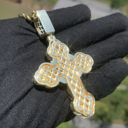 Iced Out Step-Cut Cross Pendant Necklace – Hip Hop Mixed CZ - CaratixJewelry