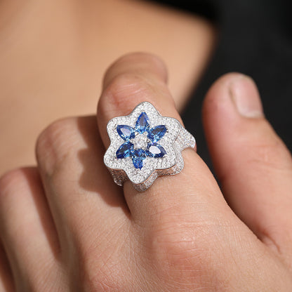 Moissanite Flower Cluster Ring S925 Y2K Hip Hop | Caratix