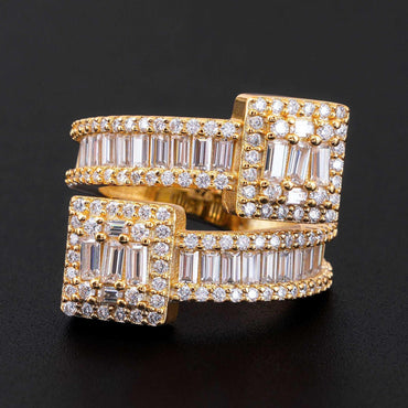 D-Color Step-Cut Moissanite Ring | S925 Silver Unisex Full Iced Out Hip Hop Jewelry - CaratixJewelry