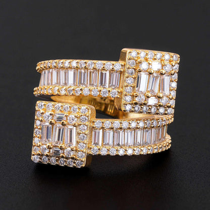 D-Color Step-Cut Moissanite Ring | S925 Silver Unisex Full Iced Out Hip Hop Jewelry - CaratixJewelry