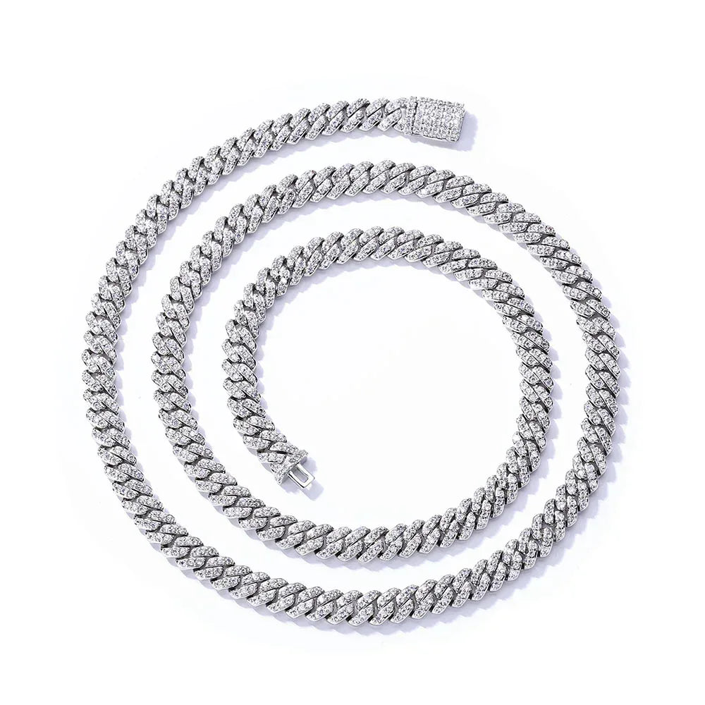 6mm Single Row Cuban Chain Necklace with Full Zircon Stones - CaratixJewelry
