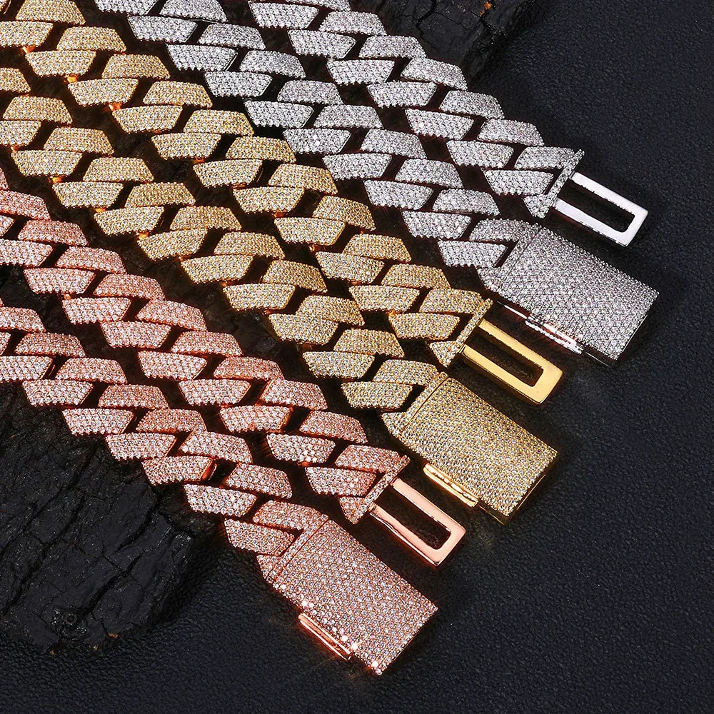 Hip Hop Jewelry 15mm S925 Silver Cuban Link Necklace – 4-Row CZ Pave, Custom Men’s Pendant | Caratix Jewelry - CaratixJewelry