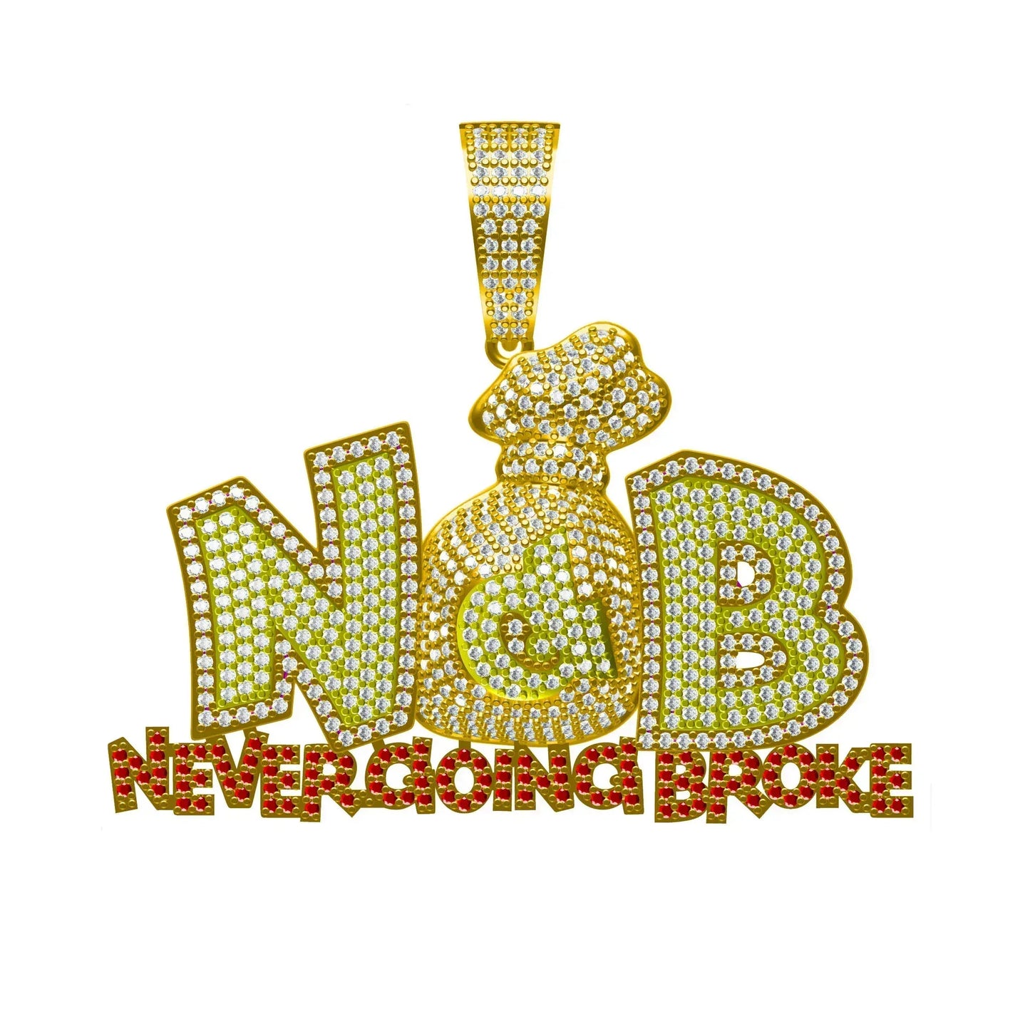 N&B Letter Pendant Necklace | CZ Iced Out Hip Hop Unisex Trend Jewelry - CaratixJewelry