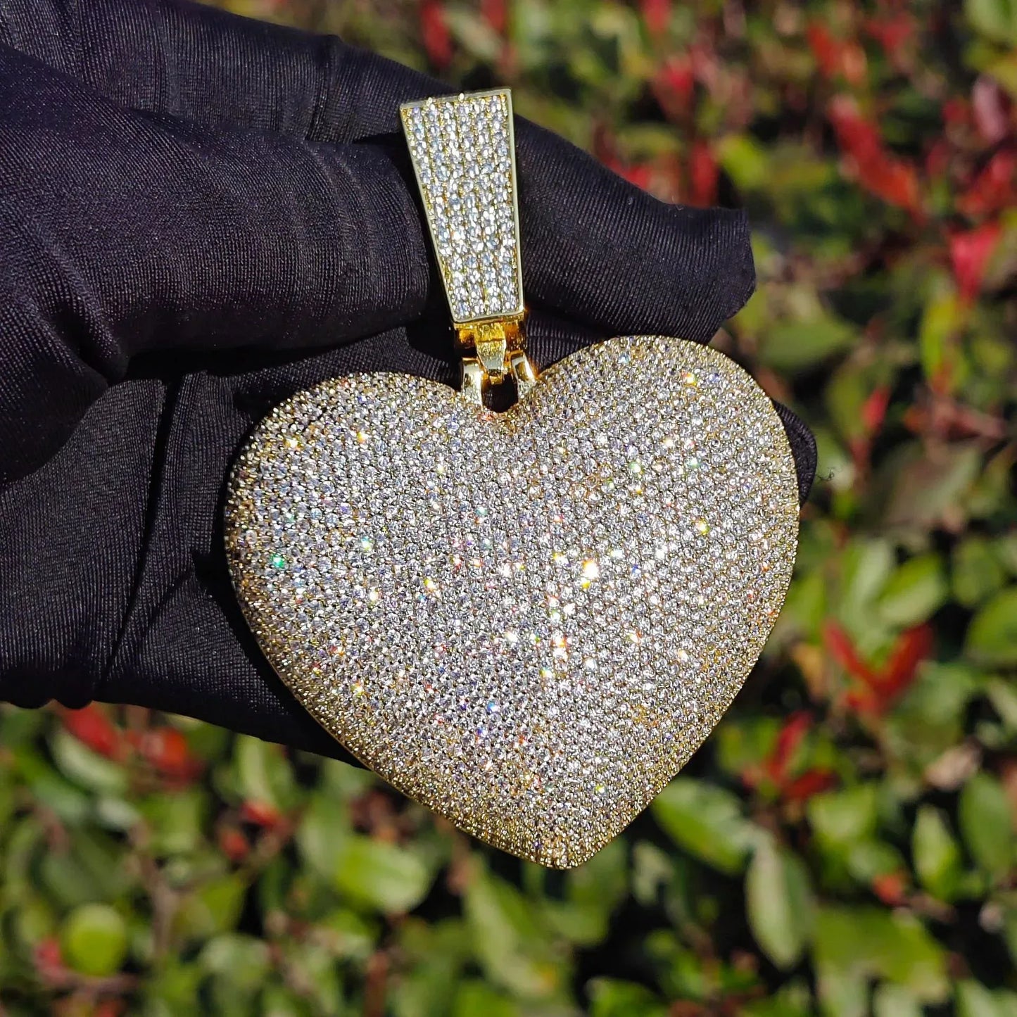 Iced Out Big Heart Pendant Cuban Chain Necklace – Hip Hop CZ Heavy Luxury Jewelry - CaratixJewelry