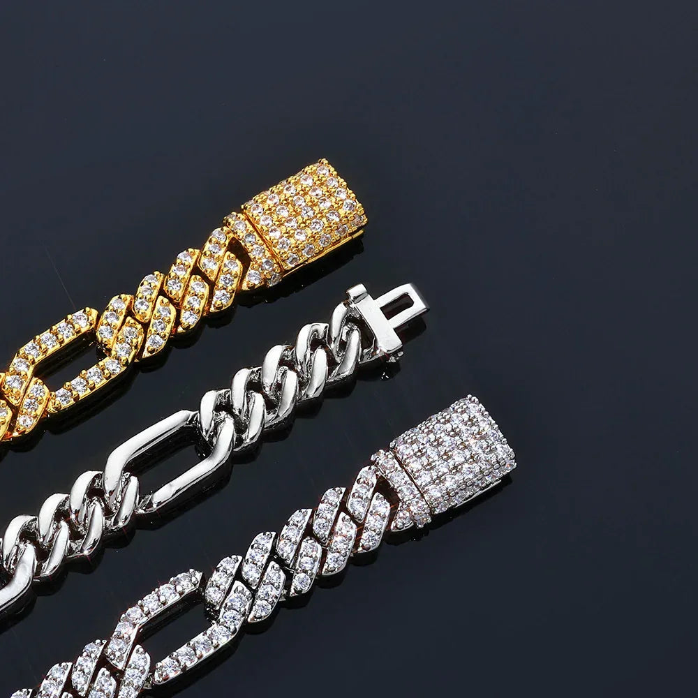 Custom 7mm 3-to-1 Iced Cuban Chain | Figaro Style - CaratixJewelry